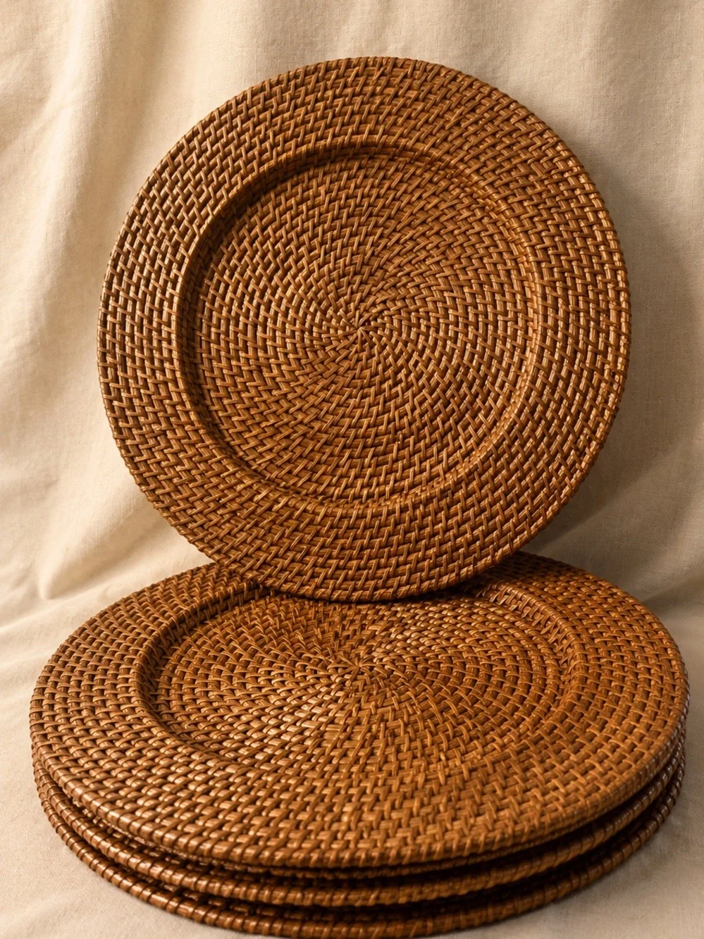 Woven Rattan Charger - set of 4 | Coastal | European Transitional | Table Decor